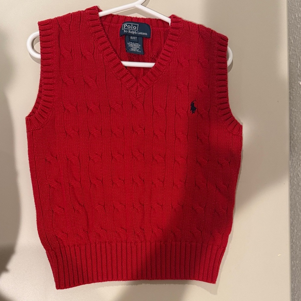 Polo Ralph Lauren Toddler Boys V-Neck Sweater Vest in Bright Red
